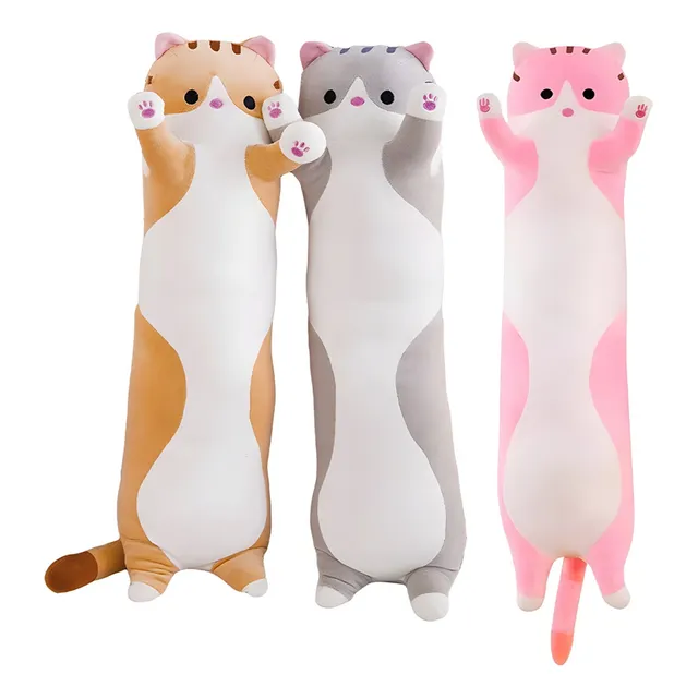 Peluche Gatos De Felpa Abrázalo Kawai Rosado, Marrón Y Gris 