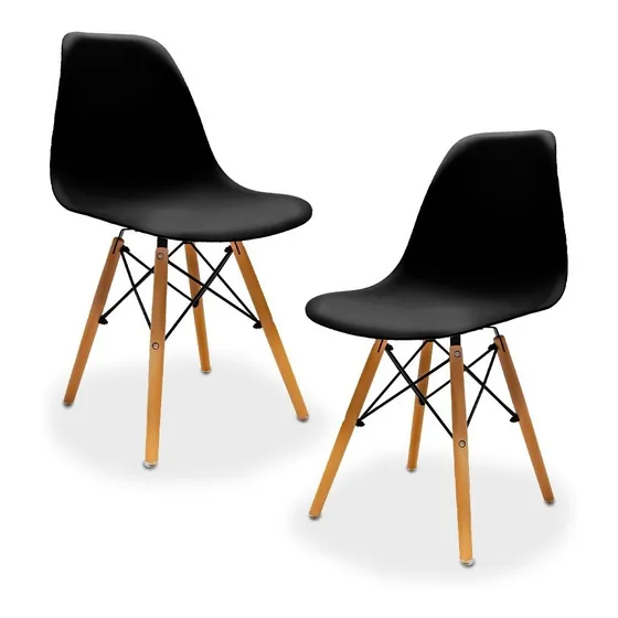 Set De 2 Sillas Tipo Eames Minimalistas Colores Stay Elit Estructura de la silla Madera Asiento Negro
