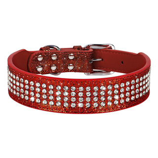 Collar De Piel Con Diamantes De Imitación Para Mascotas Blcr Collar De Piel Con Diamantes De Imitación Para Mascotas Blcr