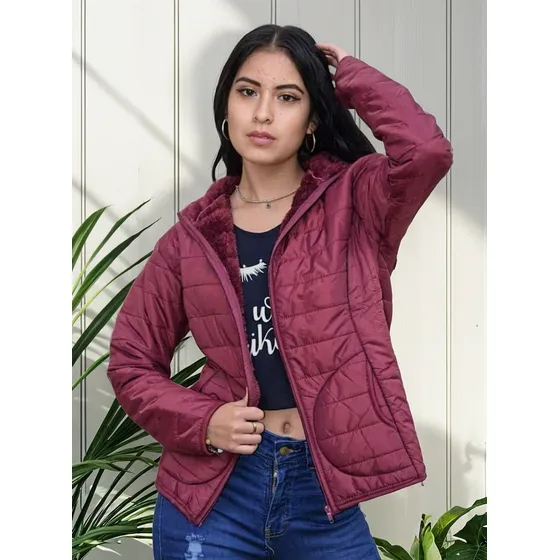 Casaca Impermeable Con Forro Peluche Para Mujer