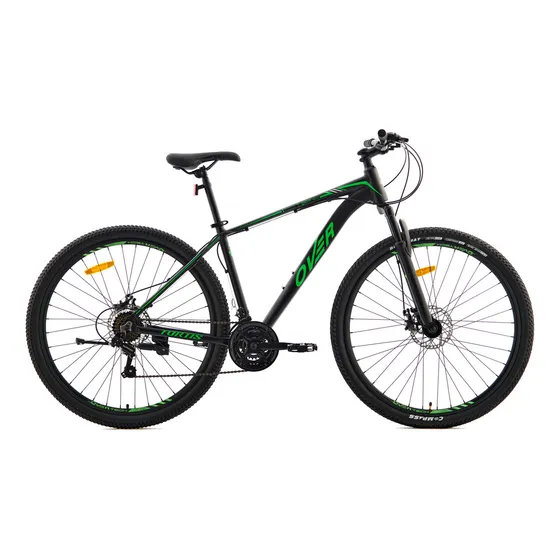 Bicicleta Mtb Overtech Fortis R29 Aluminio Full Shimano, 21 Velocidades, Freno A Disco, Con Suspensión, Color Negro/verde, Tamaño Del Cuadro M