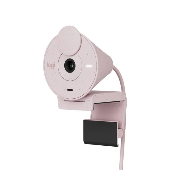 Logitech Brio 300, Webcam Full Hd 1080p, Rightlight 2, Rose Color Rosa claro