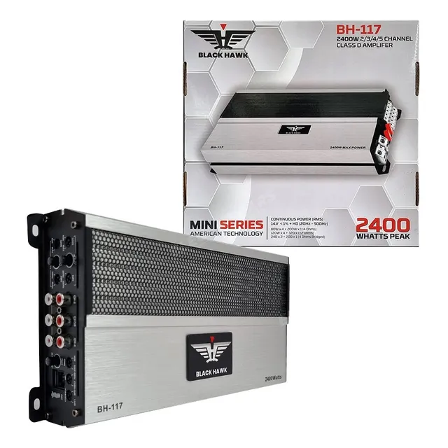 Amplificador Digital Black Hawk Clase D 5 Canales 2400w Mini