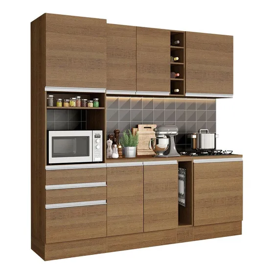 Cocina Integral Completa Modular Madesa Áquila 220cm Mm 04 Color Rustic