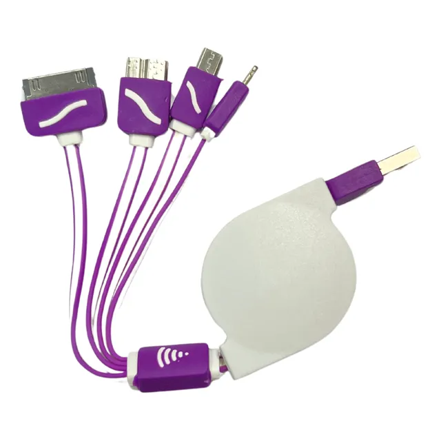 Cable Usb Retractil Multificha 4 En 1 iPod iPhone Micro Usb