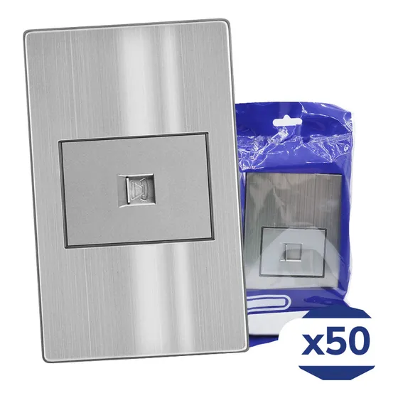 Placa Contacto Telefónico Acero Inoxidable Gris 77x124mm Artlite Apl-108 Paquete 50 Piezas