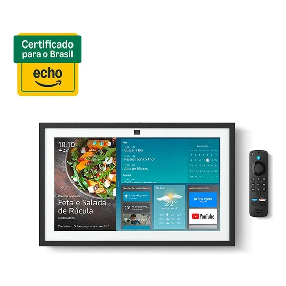 Assistente Pessoal Echo Show 15 com Alexa Smart Display Full HD 15,6'' Preta Amazon 110V/220V