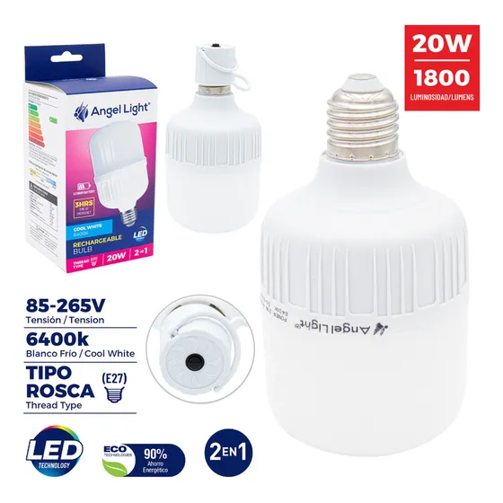 Bombillo Led 20w Recargable Para Socate E27