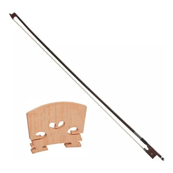 Kit Arco Para Violino 1/4 Crina Sintética+ Cavalete De Maple