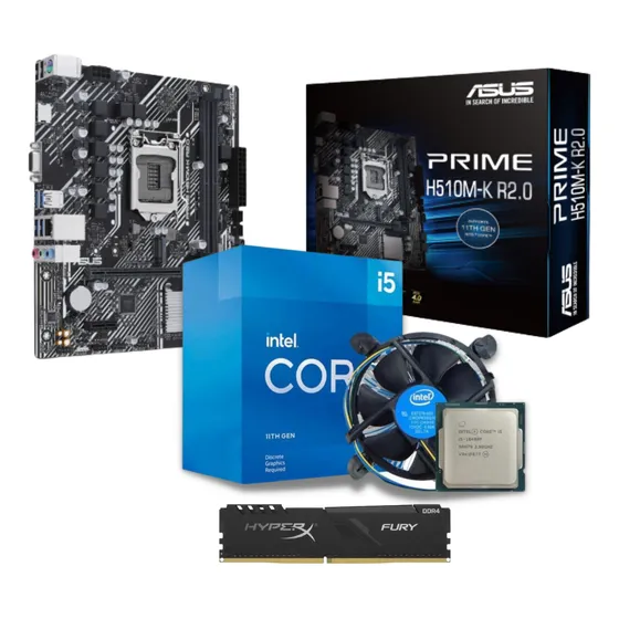 Kit Intel 11ª Geração I5 11400f + Asus H510 + 16gb Ddr4