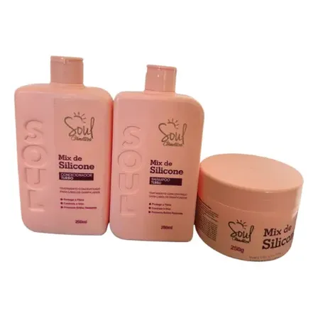 Kit 3 Produtos Soul Cosmeticos Shampoo Mix De Silicone Turbo
