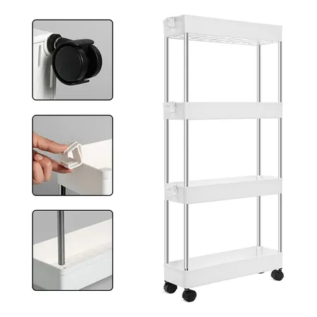 Prateleira Cozinha Multiuso Carrinho Organizador 4 Andares
