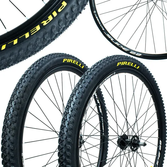 Par Rodas Aro 29 Absolute Slide 36f+ 2 Pneus Pirelli 29x2.00 Cor Preto