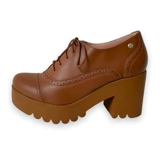 Sapato Oxford Feminino Com Sola Tratorada Couro Ecolologico