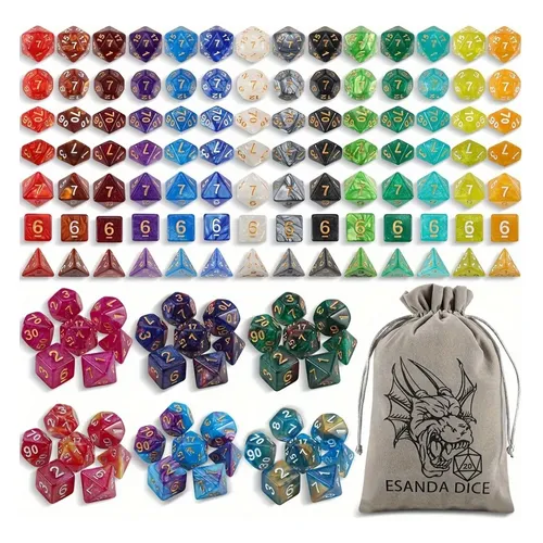 CULEB 20 Dados Acrílicos De 16 Mm | 4 Colores: Azul, Rojo, Dorado Y Verde | Para DND, RPG Y Juegos De Mesa