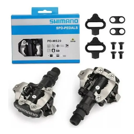 Pedal Shimano Mtb Pd-m520 Preto Com Tacos C/nota E Garantia