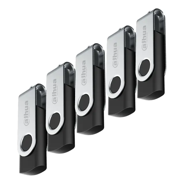 Dahua Kit De 5 Memorias U116 Usb Flash Drive 32gb Diseño Con Tapa Metálica 2.0 Lectura De Hasta 25 Mbs Escritura De Hasta 10 Mbs Ideal Para Todo Tipo De Trabajo Un5-usb-u116-20-32gb Negras