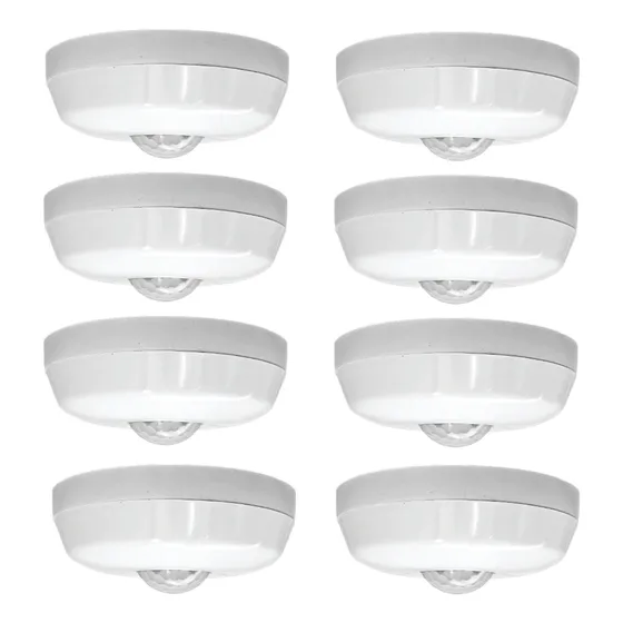 Sensor De Presença Teto Embutir  Sobrepor 360 Graus Kit 8pç