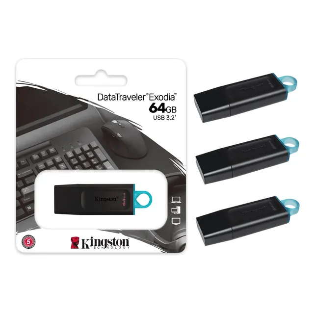 Memoria Usb Kingston 64gb 3.2 Kit De 3 Unidades