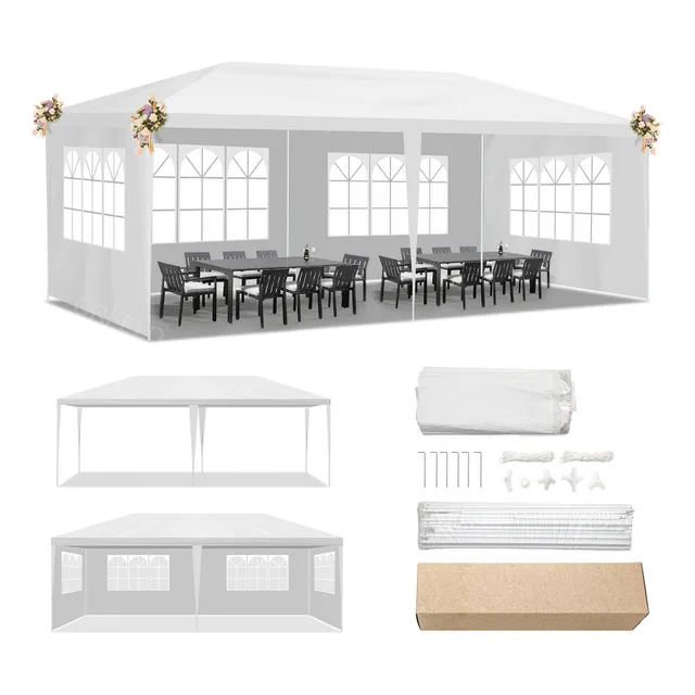 Toldo Carpa Gazebo Pergola Blanco 6x3 M Orfeld ZYP1SS 6x3 para Jardin Fiesta Negocios