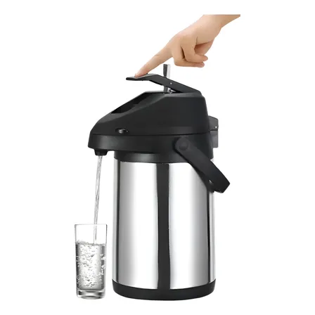 Garrafa Térmica 2,5 Litros Inox Com Alavanca Base Giratoria Prateado