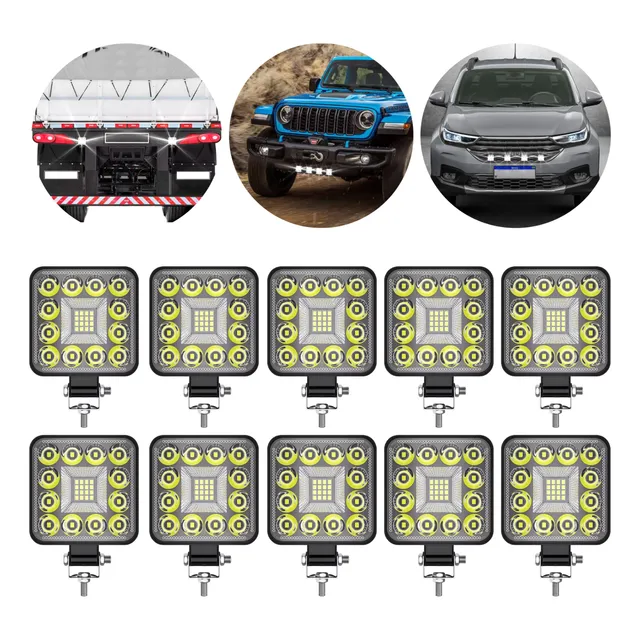 Kit 10 Farol De Milha Led Redondo Potente Troller 4x4 84w 