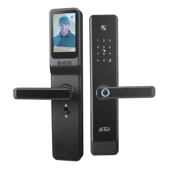 Fechadura Digital Biométrica Casa Inteligente Câmera Senha Cor Preto