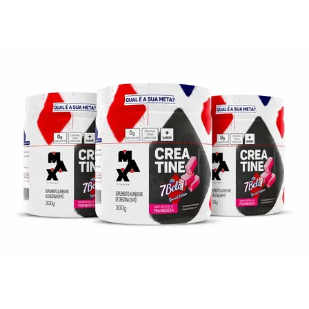 Creatina 7 Belo 300g Creatina Monohidratada Sabor Framboesa Kit 3 Força Energia Alta Performance Treino