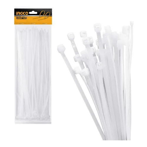 Pack 100 Amarras Plasticas Blancas 7.2x400mm Ingco Hct4001