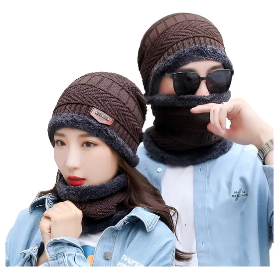 Gorro Con Bufanda Cerrada Hombre Mujer Para Invierno Frio