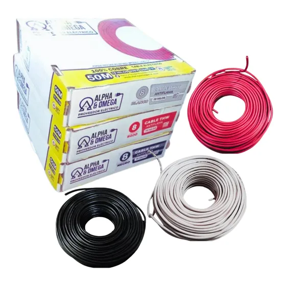 Cable Eléctrico Calibre 8 Cobre 100% Thw 50metros N / B / R