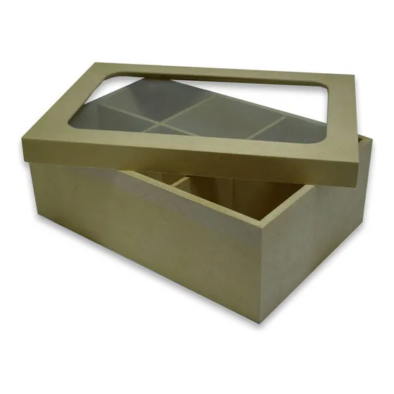 Caja Té Fibrofacil Con Tapa Con Visor 6 Divisiones