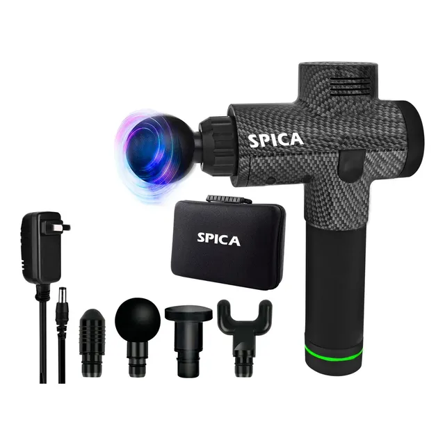 Pistola Masajeadora Muscular SPICA S-110 Lesiones Rehabilitacion Tactil Color Negro