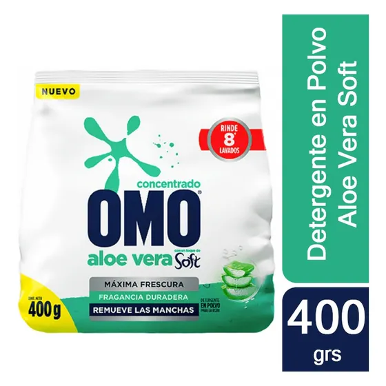 Detergente En Polvo Matic Aloe Vera Soft Omo 400 Gr