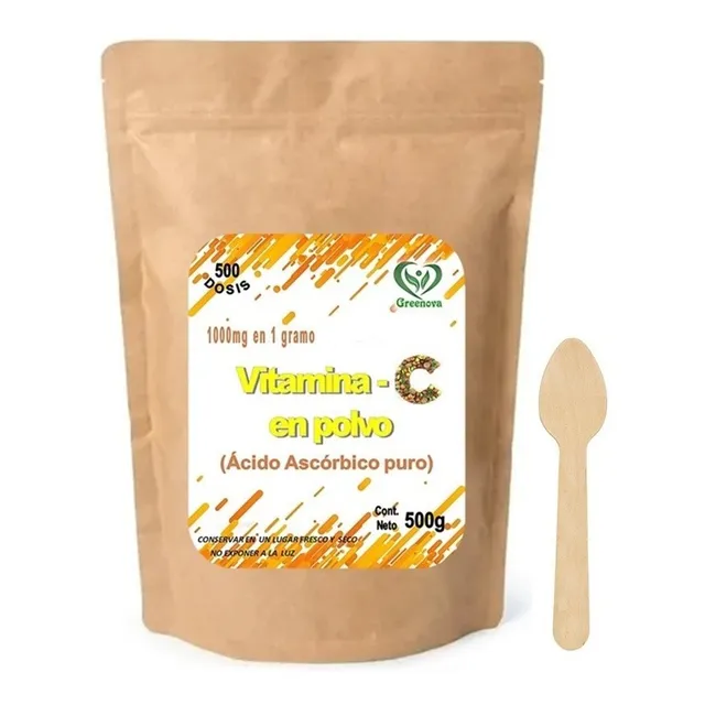 Vitamina C (100% Pura) 500g En Polvo Envase Para 500 Dosis