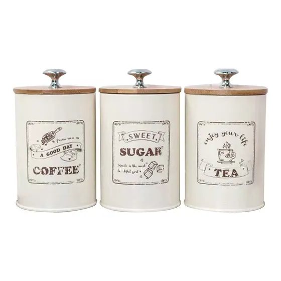 . Juego De 3 Botes De Té, Café Y Azúcar, Almacenamiento De