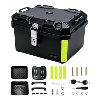 Caja para Moto Skykey 45L Negro, Ligera y Duradera, Impermeable, A Prueba de Polvo y Resistente a Golpes, Kit Completo de Montaje Incluido, Fácil de Instalar, Ideal para Uso Diario