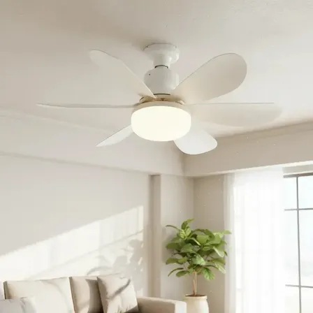 Lâmpada Ventilador De Teto  Hélices Controle Remoto Luz Mudo 127/220v Branco