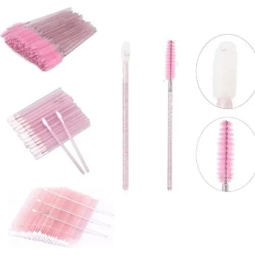 100 Microbrush+50 Lip Brush+50cepillos Para Pestañas Glitter El Color Se Envía Ala Azar Combinado