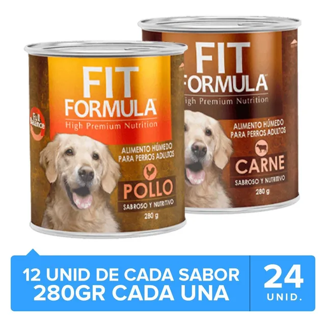 24 X Latas Perro Fit Formula Mix (12carne + 12pollo)280gr Np