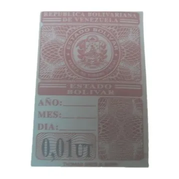 Estampilla Timbre Fiscal Estado Bolivar 0,01 Ut