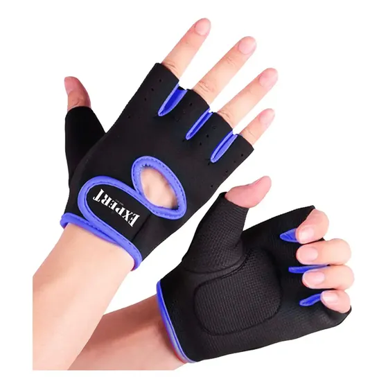 Expert Fitness guantes de neopreno mancuerna barra pesas gym fitness el rey color azul | Cuotas sin interés