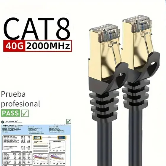 Cable Ethernet Blindado Cat8 40gbps, 2000mhz 5 Metros