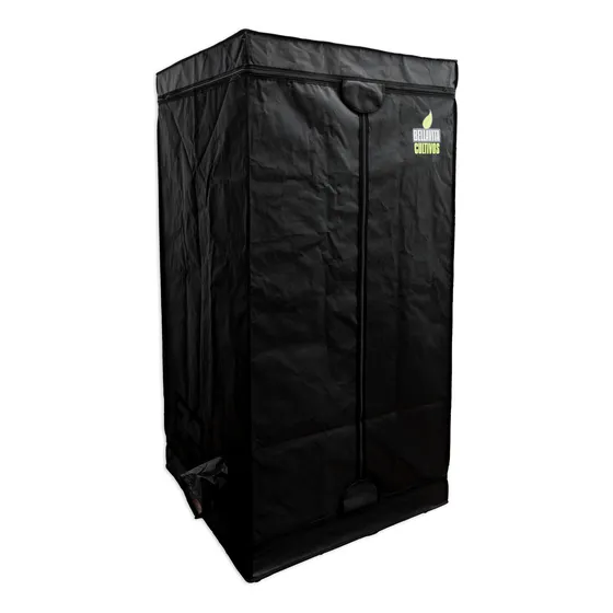 Carpa De Cultivos Indoor 100x100x200cm Bella Vita Lite Tela Mylar Color Negro Con Mangas De Ventilación Y De Cableado