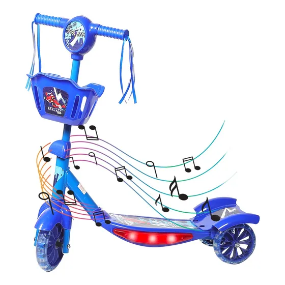Patinete Infantil Musical 3 Rodas Kiddy Replay Kids Azul