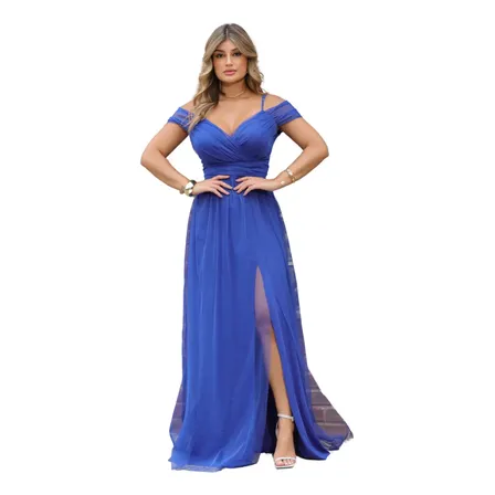 Vestido De Festa Elegante Ombro A Ombro Sem Birlho