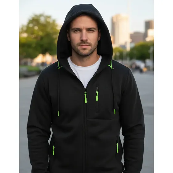 Sudadera Hombre Con Capucha Deportiva Con Cierre Hoodie
