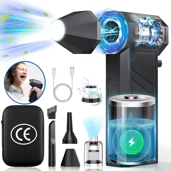 Soplador De Aire Inalambrico Aspiradora Bateria Recargable USB Barberia Turbo Limpiador De Teclado, 250W