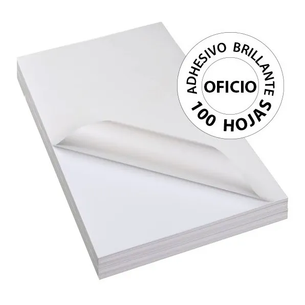 Adhesivo Blanco Brillante Oficio - 100 Hojas