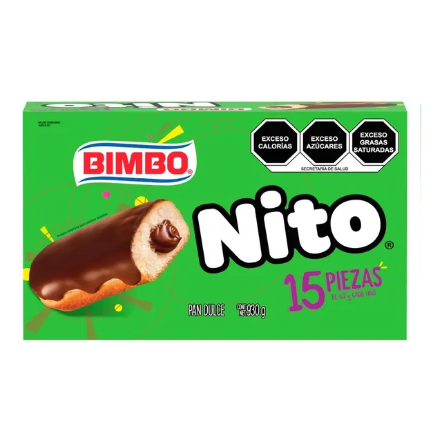 Nito Bimbo 15 Piezas Negrito Pan Dulce Chocolate 930g